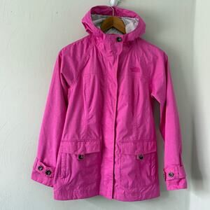 The North Face Carli Hyvent Rain Jacket, size S, Pink Hooded Waterproof
